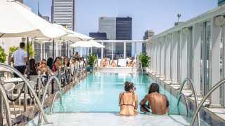 Accessible restaurants in Toronto | The rooftop patio pool at KŌST