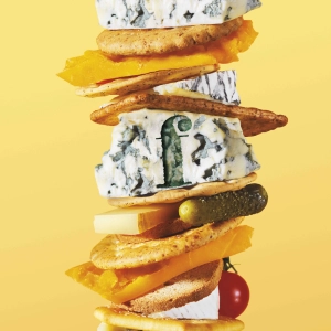 Foodism cover with a stack of cheese and blue cheese