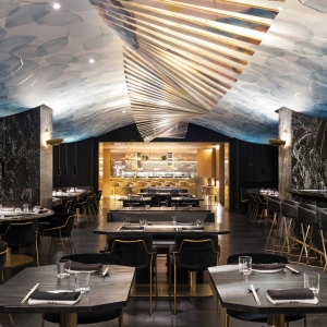 The dining room at Akira Back at The Bisha Hotel