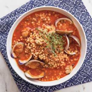 Lidia Bastianich's Tomato Soup with Fregola and Clams
