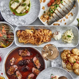 A spread of dishes at Miss Aida