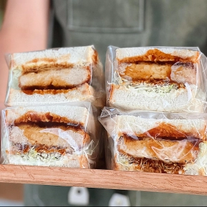 A tray of sandwiches at Tsuchi Café
