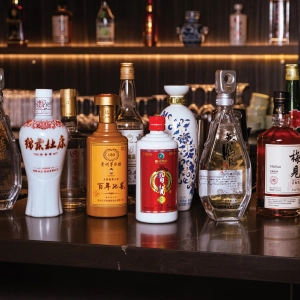Bottle of baijiu on a bar