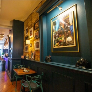 The interior of La Bartola plant-based Mexican restaurant