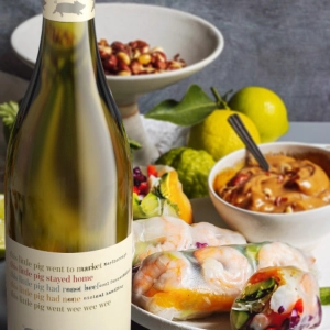A bottle of Squealing Pig Sauvignon Blanc
