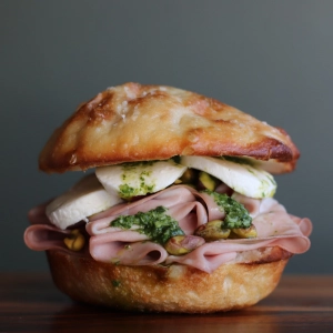 A stacked sandwich at Leslie's Sandwich Room