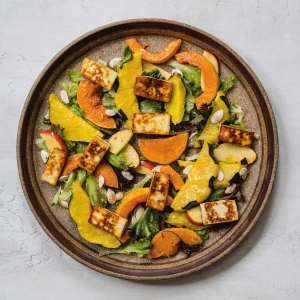 Canadian recipes from the Prairies | Dan Clapson's Roasted Squash and Halloumi Salad