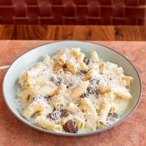 Bridgette Bar, Toronto | Rigatoni with truffled mushroom and parmesan sauce at Bridgette Bar in The Well