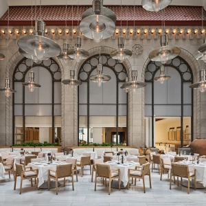 Inside milos estiatorio in Toronto