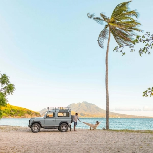 A man and woman on a beach in St. Kitts