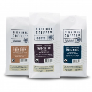 Birch Bark Coffee Co. Two-Spirit Dark Roast, Inukshuk Medium Dark Roast and Indigenous Espresso Medium Dark Roast