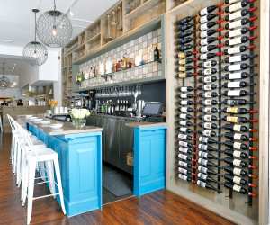 The bar and wine selection inside Ardo Toronto