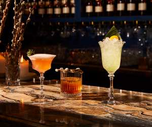 Cocktails sit on the bar at Prequel and Co. Apothecary, Frankie Solarik's new bar