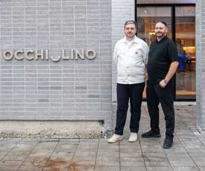 Chefs and co-owners Luke Donato and Nick Mazone outside Occhiolino Toronto