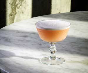 Aunt Spike, a peachy riff on the gin sour cocktail, at Lisbon Hotel in Corktown