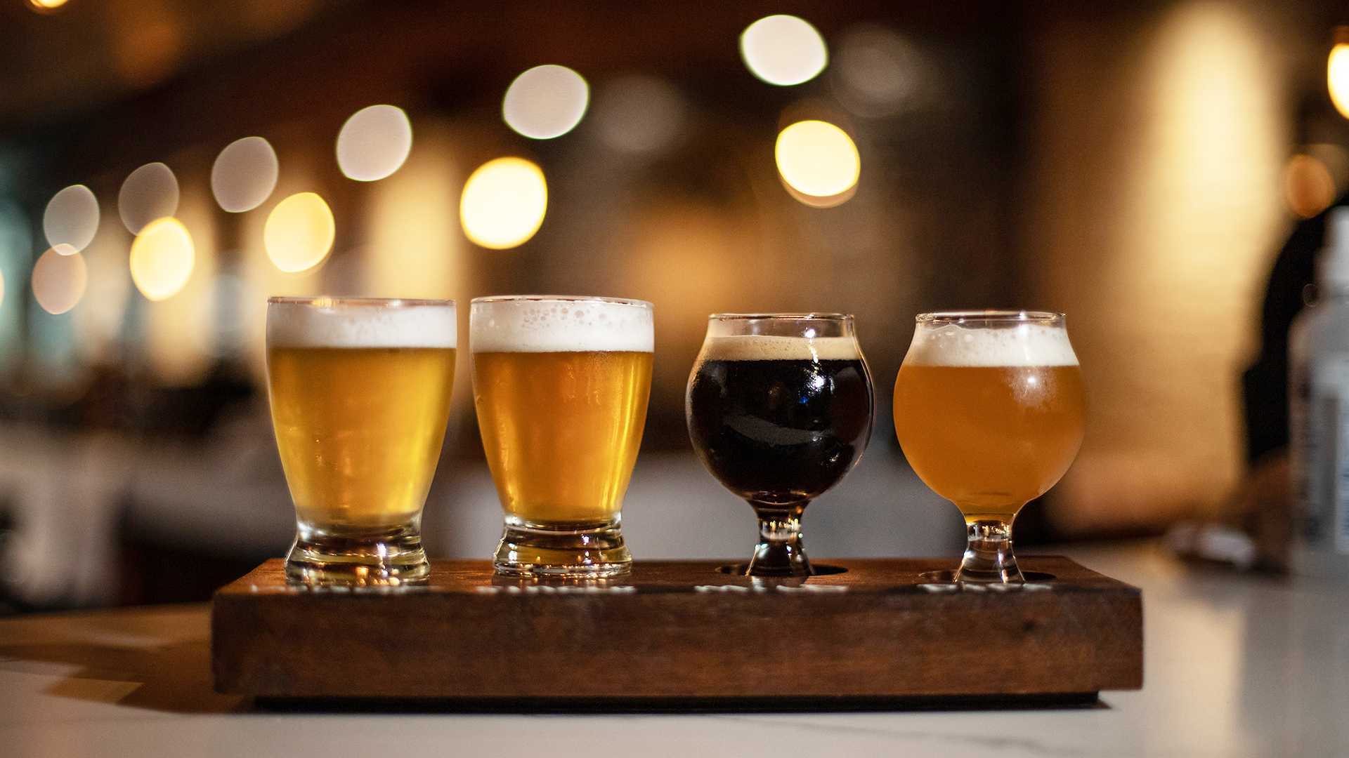 Folly Brewpub on College Street | A lineup of draft beer at Folly