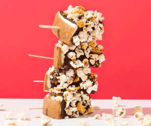 National Popcorn Day January 19 | Popcorn-coated cheesecake on a stick