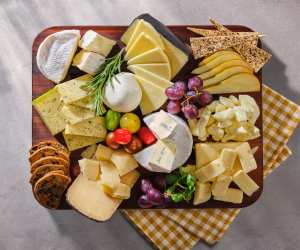 An Ontario cheese board with an assortment of cheeses made with Ontario milk