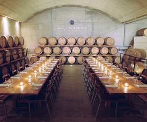Niagara Wineries | Sampling setup in wine cellar of Jackson Triggs