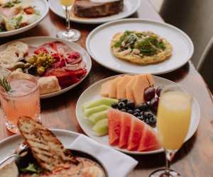 Cambridge Mill | A brunch spread with mimosas at the Cambridge Mill