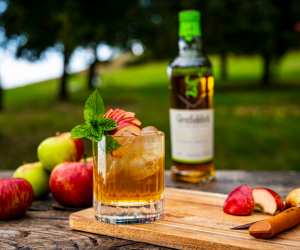 Glenfiddich Orchard Experiment |  The Apple Orchard, a Glenfiddich cocktail, sits in an apple orchard