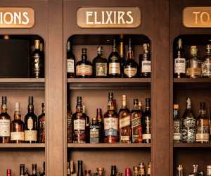 Shelves of bottles at Wolfie Toronto